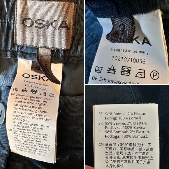 Oska Neeptu Navy Blue Micro Corduroy Barrel Leg Pant Sz 3 (sz 10-12) 10210710056 - Picture 6 of 7